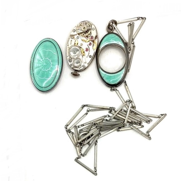 SALE Antique C. Bucherer Lucerne Suisse .955 Silver 15J Guilloche Watch Pendant - Picture 7 of 15